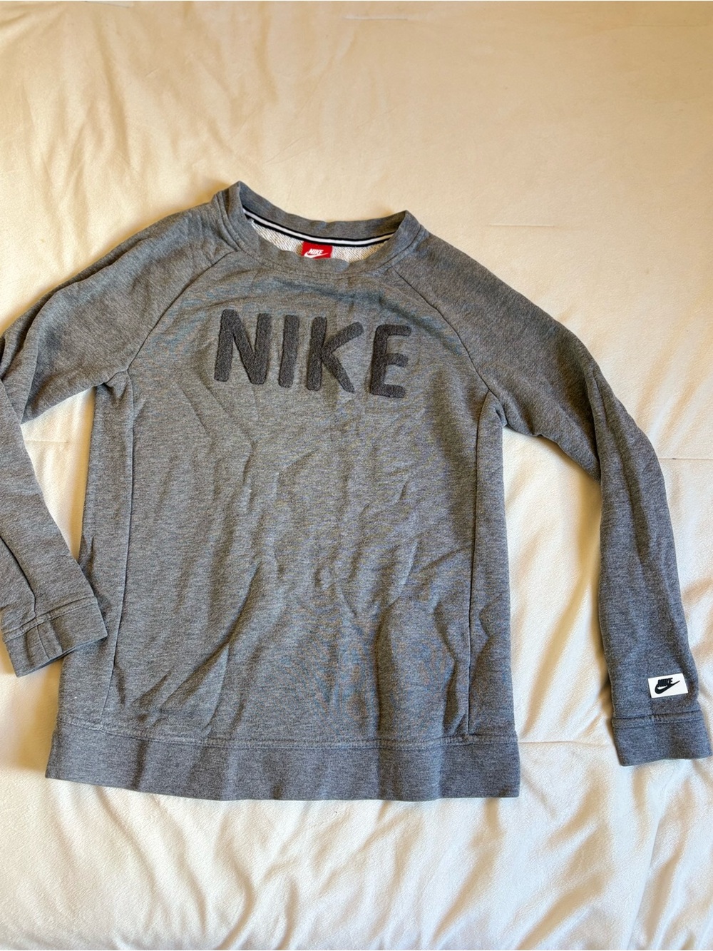 Nike Gray Crewneck Sweatshirt with Tonal Logo